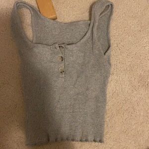 Grey cotton barley worn crop top with some buttons